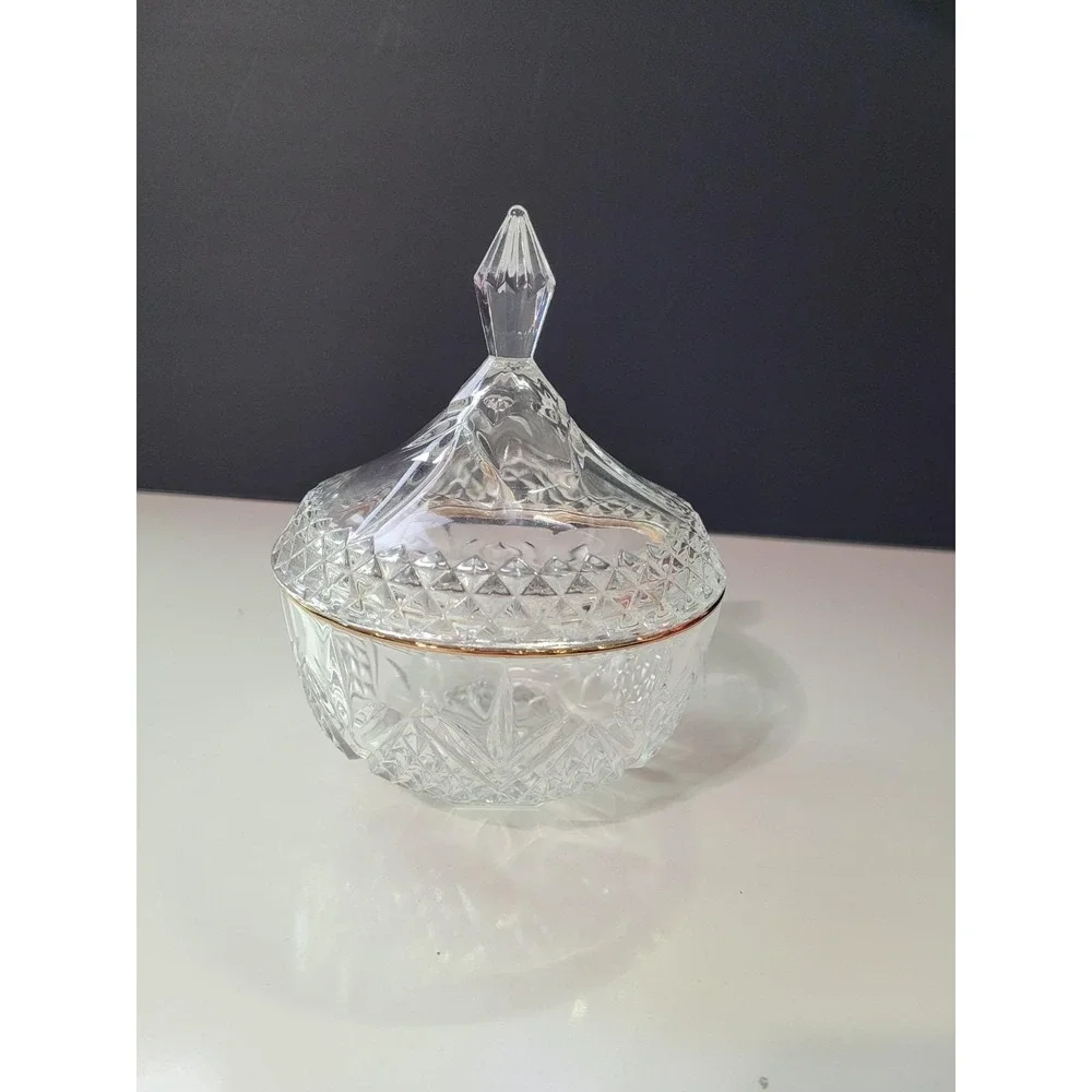 CRISTAL DE FLANDRE Liddedd Candy Dish 24% genuine lead crystal with gold trim